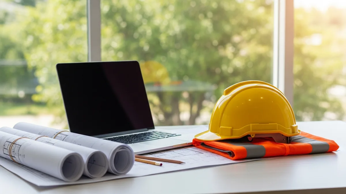 Construction project manager reviewing a project schedule board