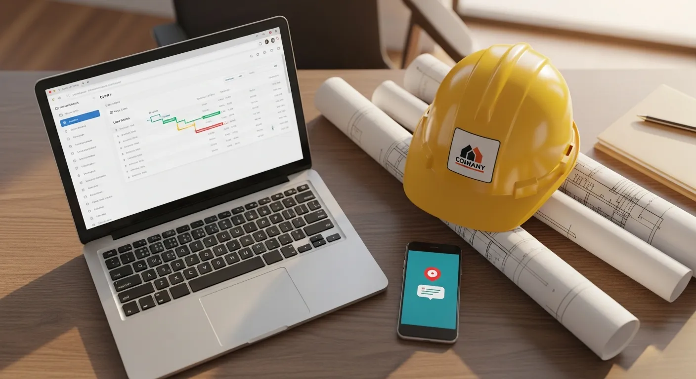 Small construction business owner managing leads on a CRM dashboard