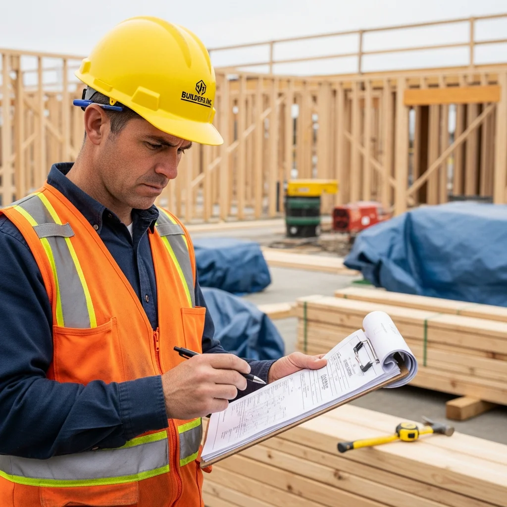 Contractor reviewing a change order on a tablet at a job site