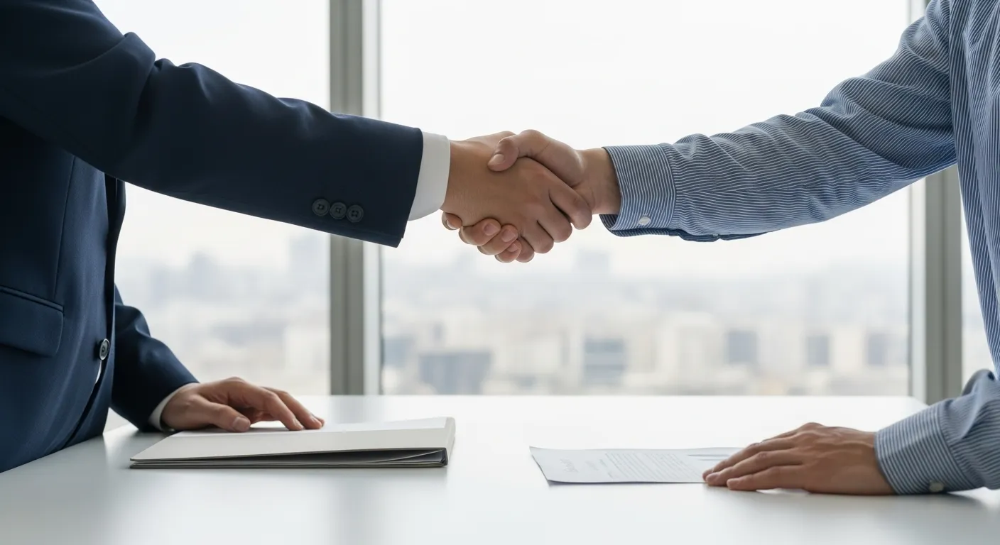 Contractor reviewing surety bond paperwork at a desk with construction plans