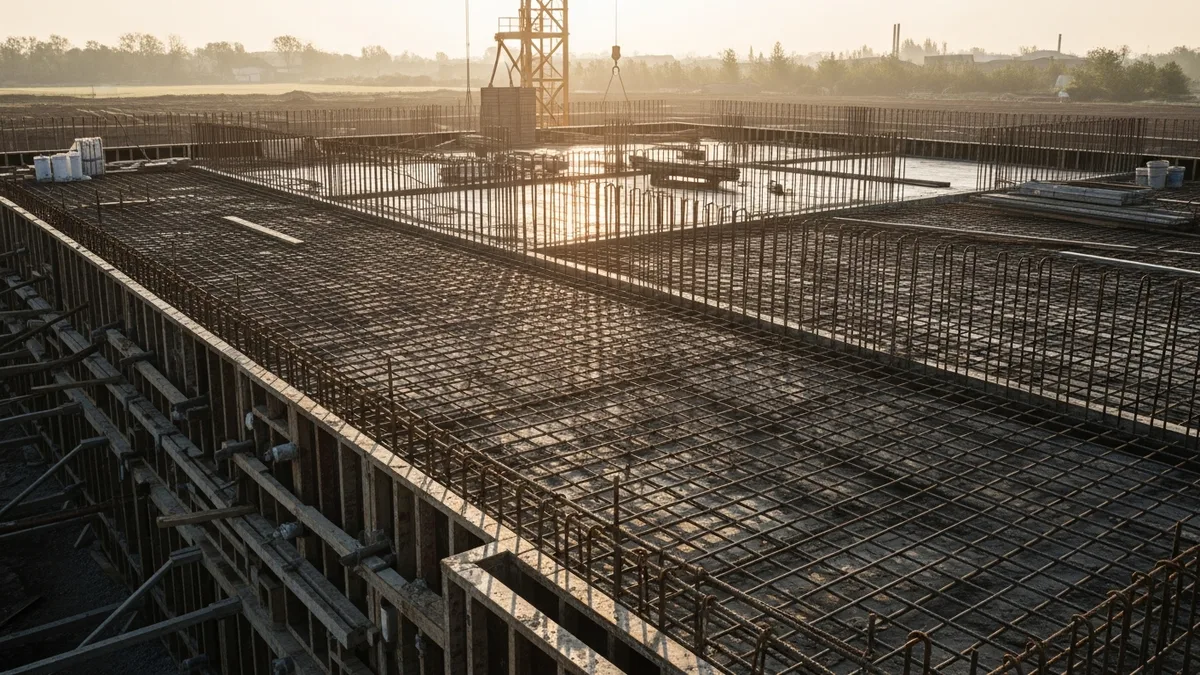 Drilled shaft foundation being installed on a commercial construction site