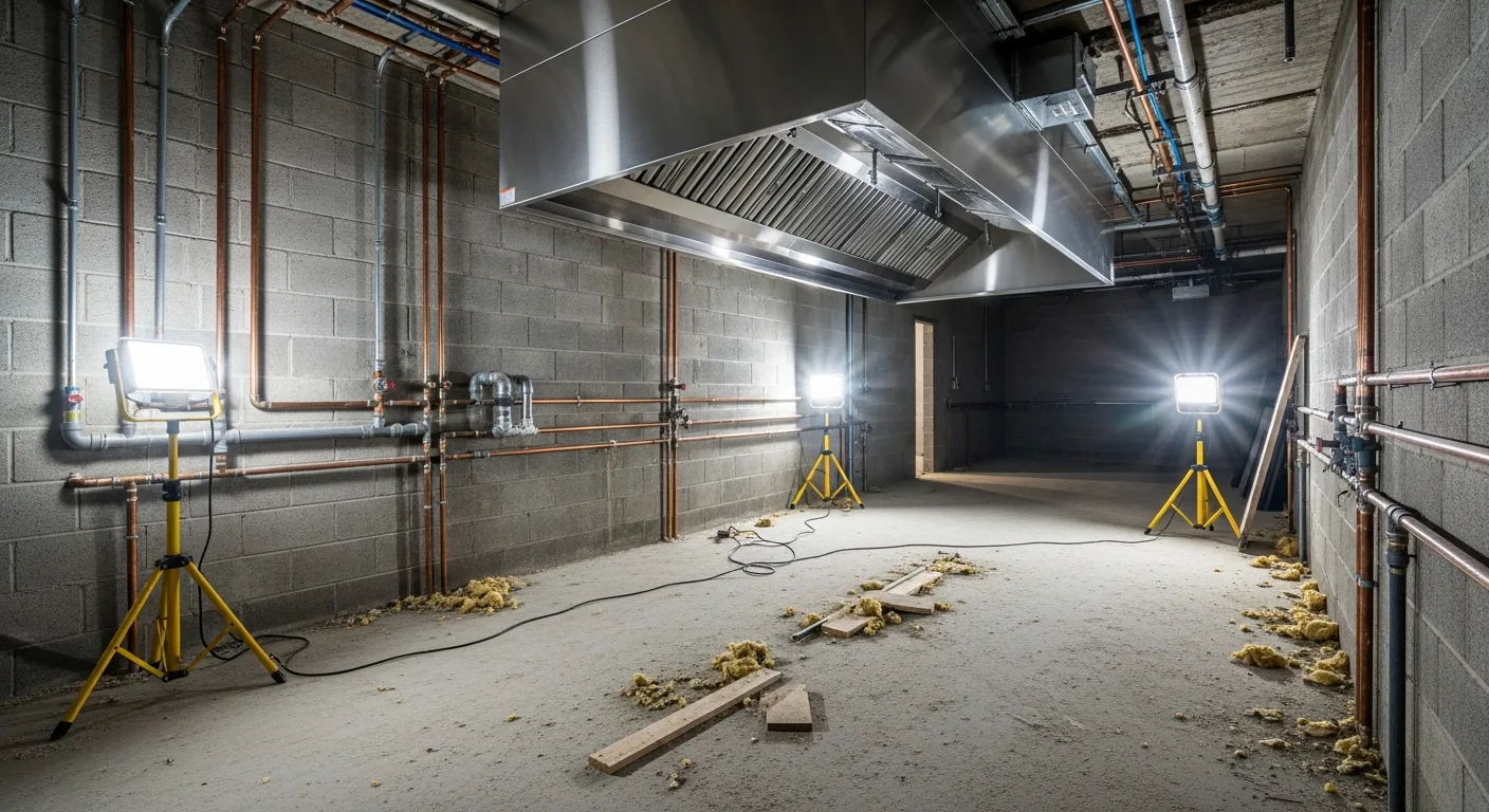 Commercial Kitchen Buildout: Ventilation Hoods, Grease Traps, Fire Suppression, and Health Code Compliance