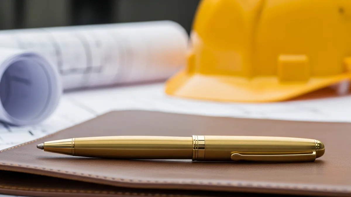 Construction foreman filling out daily log on tablet at job site