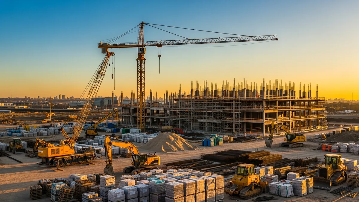 Data center server room under construction with raised floor panels and cable trays