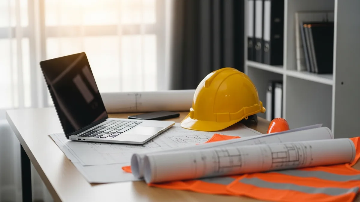 A project estimator on site holding a tablet.