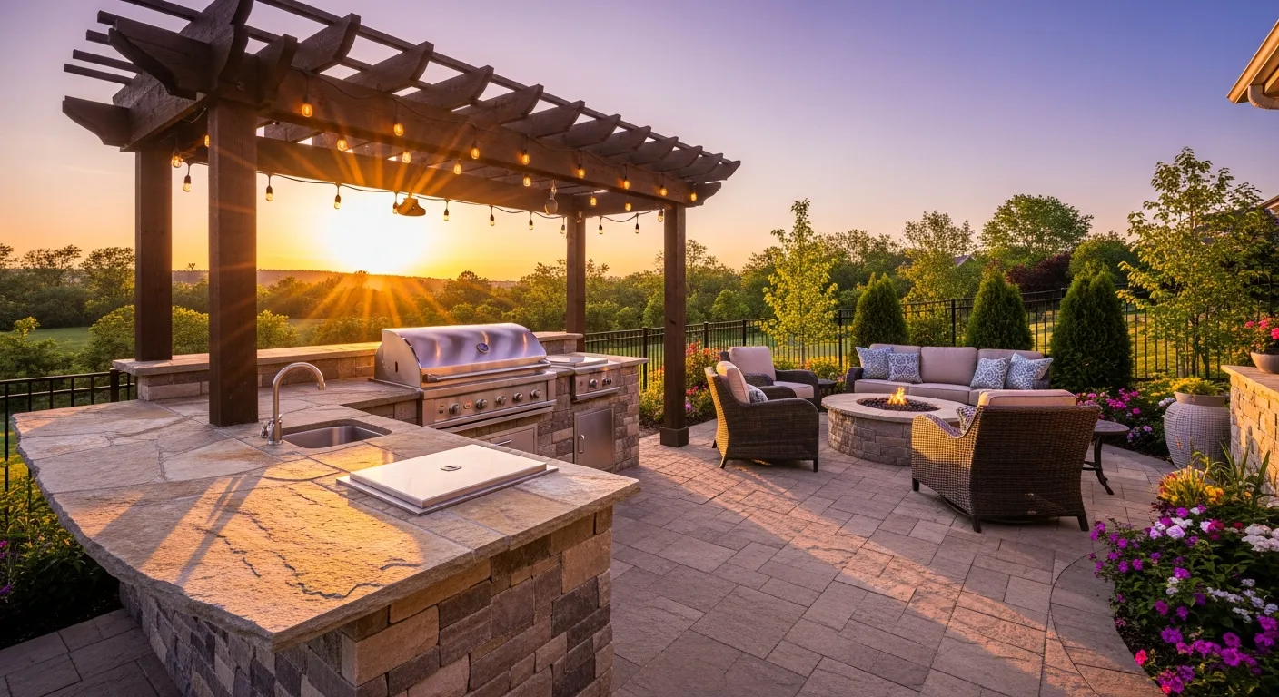 Outdoor Kitchen and Living Space Construction: Countertops, Gas Lines, Drainage, and Weather Protection