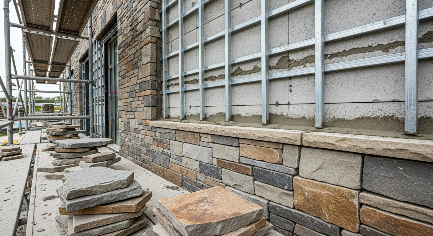 Natural and Manufactured Stone Veneer Installation Guide: Substrate Prep, Lath, Mortar, and Flashing