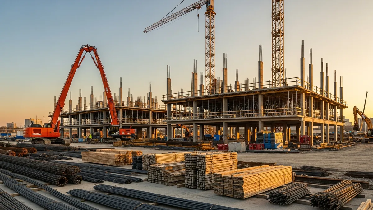 Temporary propane heater warming an enclosed construction site during winter