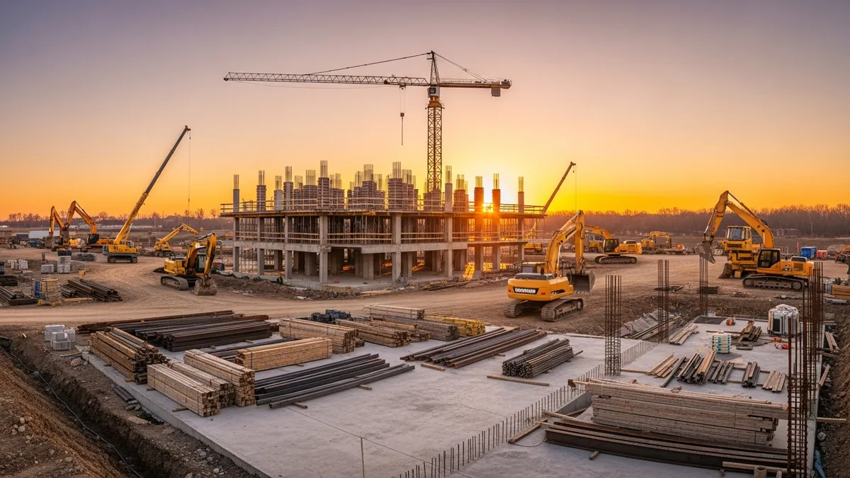 Contractor installing a vapor barrier on a construction site