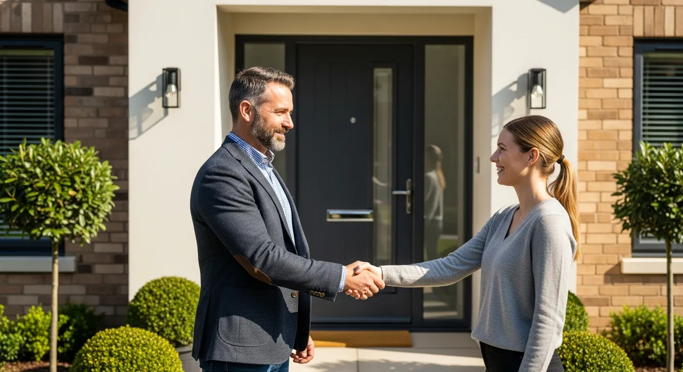 Contractor reviewing construction leads on a tablet at a jobsite