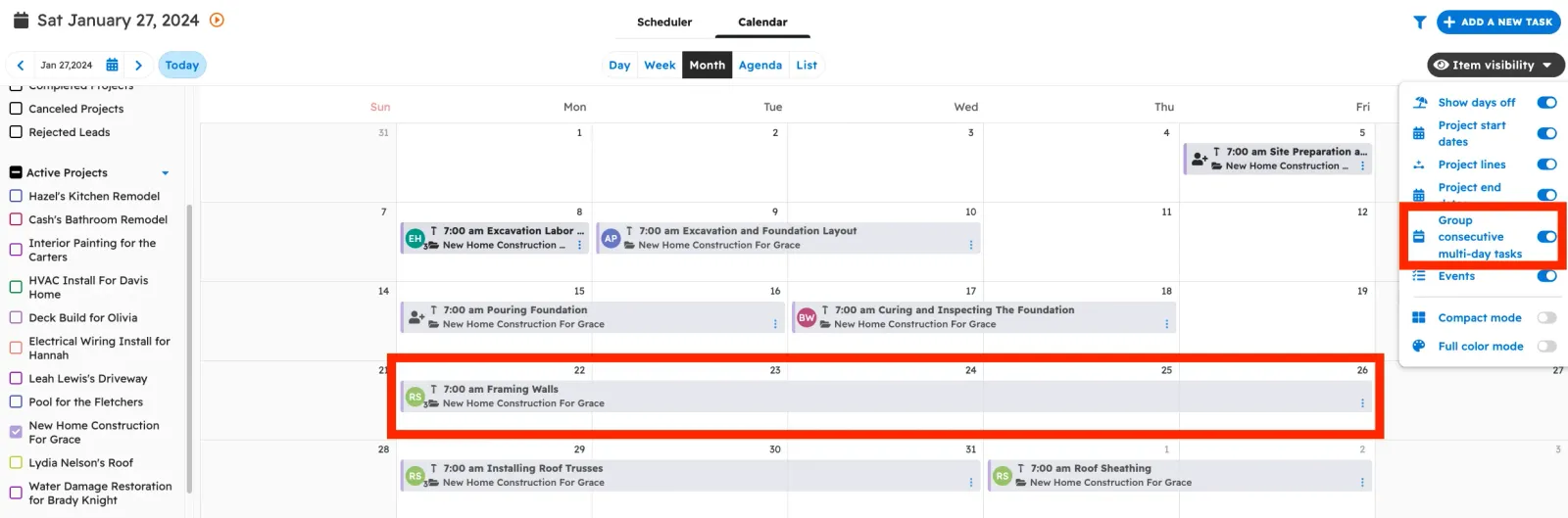 Projul Multi-day Calendar View