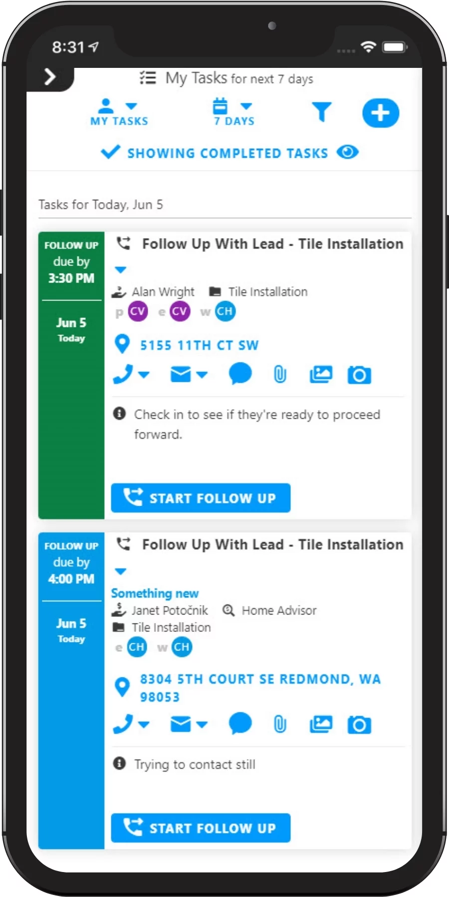 Lead Management Mobile Follow Up@2x Lead Management on Mobile with Projul