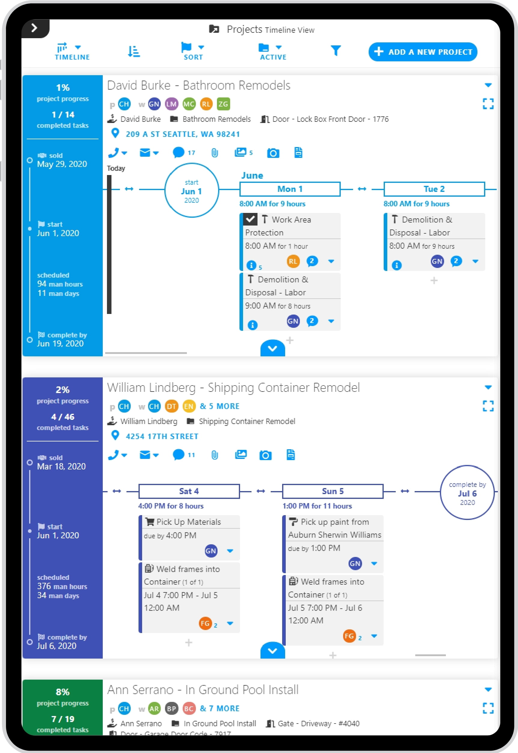 Project Timeline in Projul