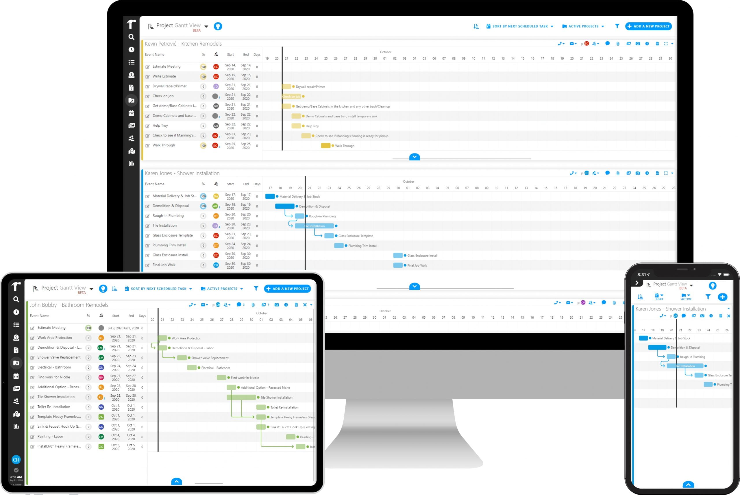 Projul gantt chart view project management