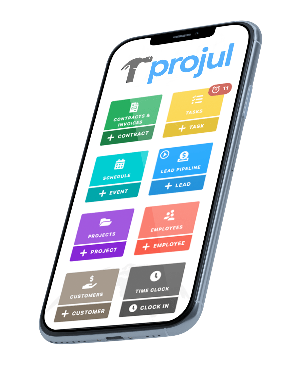 A Smartphone running Projul software.