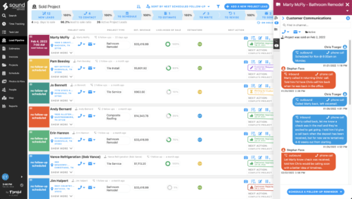 A software page that lets you view tasks such as accounting and other services.