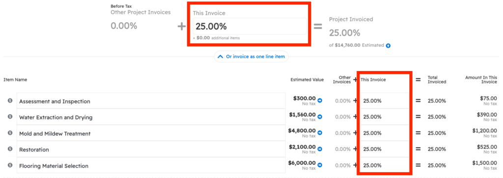 Progress Invoices