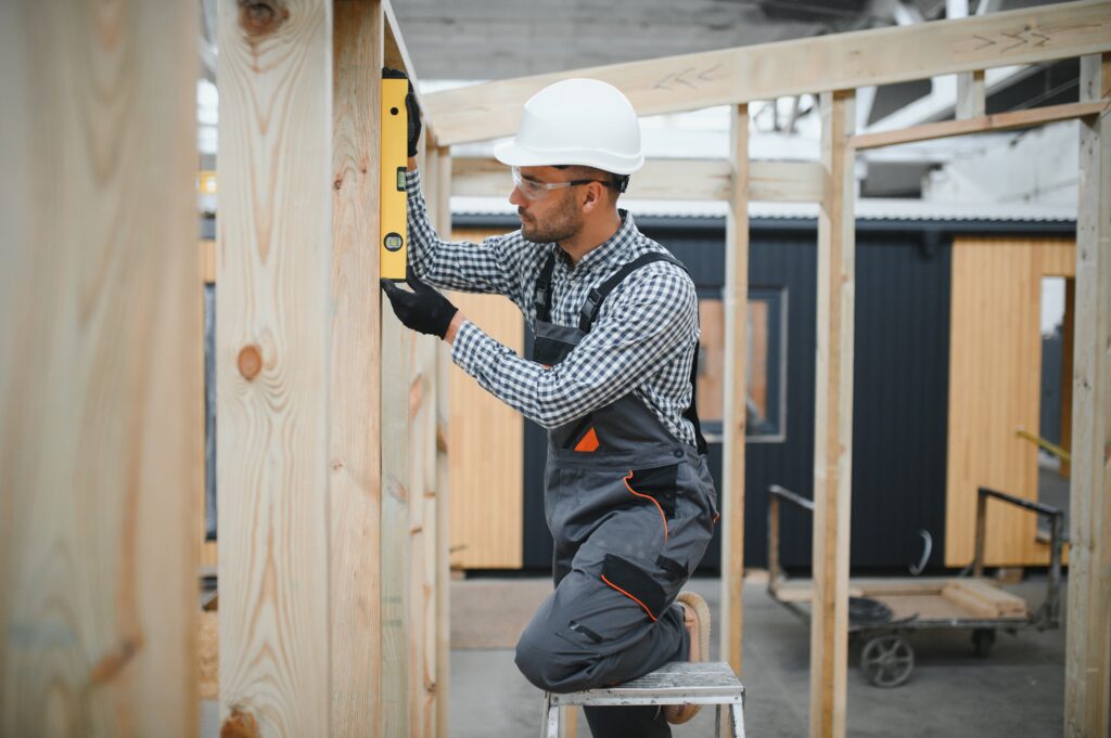 Framing contractor working on a job site